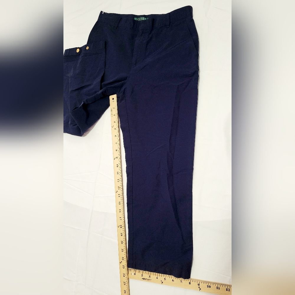 Ralph Lauren Belted Linen Pant in Lauren Navy - Size 6P High Rise - Picture 4 of 7